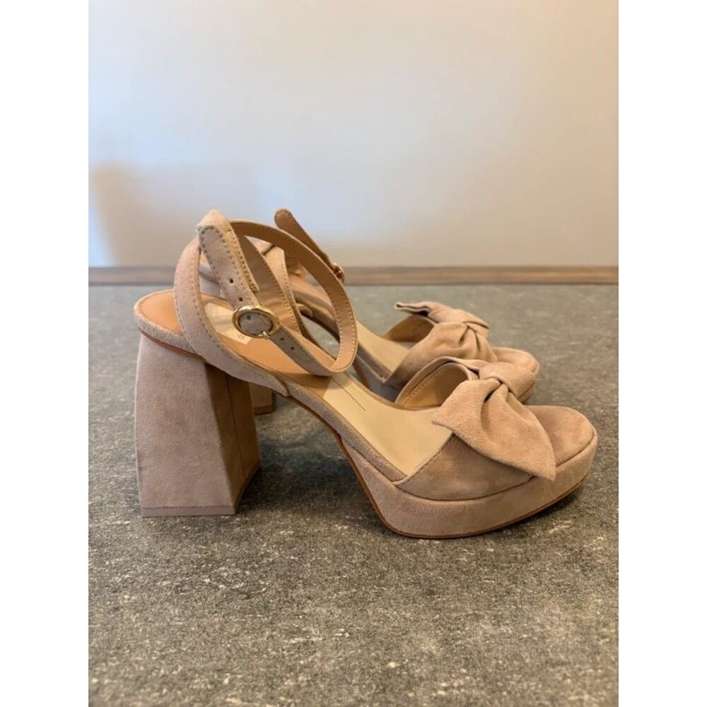Dolce Vita Nude Suede Platform Heels with Bow Detail / Size 8
